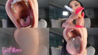Closeup tongue fetish human ashtray | Sweet Maria