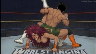 Mixed wrestling cartoon style AI: Barbra vs Logan part 2 HD