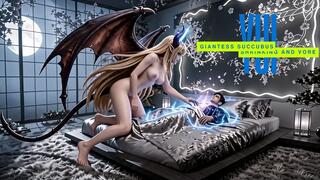 Giantess Succubus Shrinks Macro Man, Then Swallows Him Whole - Shrinking Fetish, Vore, Hands Free Orgasm, Mouth Fetish, 2D, 3D Animation