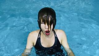 Getting wet and dunking in the pool