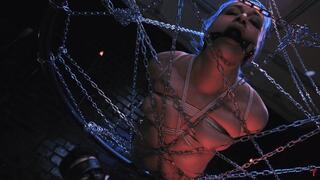 Tickling Belka in Hogtied Rope Bondage with a Gag - Toe-Tied on a Chain Circle (UHD 4K MP4)