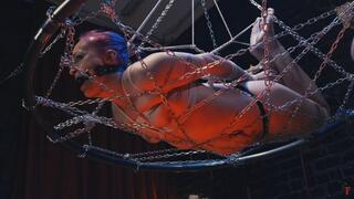 Tickling Belka in Hogtied Rope Bondage with a Gag - Toe-Tied on a Chain Circle (FULL HD MP4)