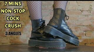 8 mins non-stop full weight crush cock- Painfully Flattened under Dr Marten Platform Boots & Tread Imprinted **3 Angles + Edit - all versions in 1 video** Dolores penis trampling flat extreme hard heavy CBT crushing femdom humiliation ignored POV