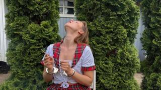 Schoolgirl Leya - smokes