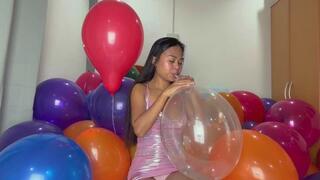 Sexy Camylle Sensually Mass Pops All Your Balloons In A Shiny Pink Dress