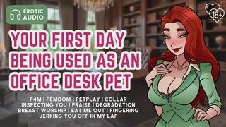 Your First Day Being Used As A Corporate Desk Pet | Erotic Audio For Men | F4M | Femdom | Submissive Male | Petplay | Inspection | Pussy Eating | Fingering | Squirting | Hair Pulling | Handjob | Tit Worship | MILF | Cum Cleaning | ASMR | Erotic RP