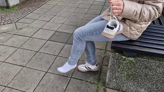 Walking with only one sneaker and one white socks HD wmv 1920x1080