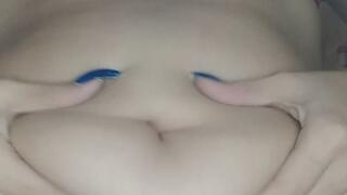 I'm squeezing my big belly while looking you straight in the eyes My deep belly button opens and closes; I love putting my finger in there and feeling it wet. What would you prefer: watching me fill it with my fingers or something else?