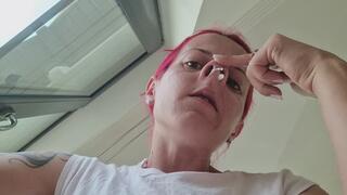 THICK SNOT STRINGS DRIPPING ON YOUR FACE POV