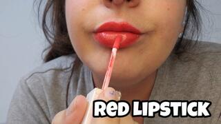 Red Lipstick Tease & Application - Sensual Lip Play Close Up