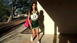 INEED2PEE Cheerleader Jade Jantzen pissing white cotton panties