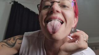 YELLOW SNOT DROPS INTO MY MOUTH MESSY MUCUS PLAY & SWALLOW