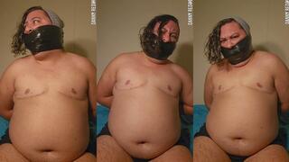 Huge Black Tape Wrap Gag Talk + Struggle in Underwear