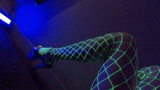 Glowing Fishnet Fetish wearing Stiletto Heels - Electra Sirena