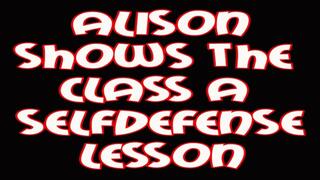 Alison shows the class a selfdefense lesson