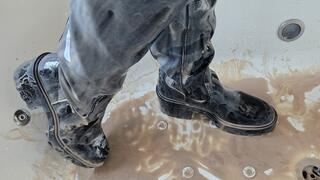 Princess mess, play and clean her Zara leather boots
