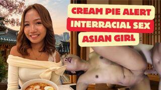 That tight Asian pussy couldn't handle this white cock