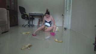 The evil maid slipped on a banana peel
