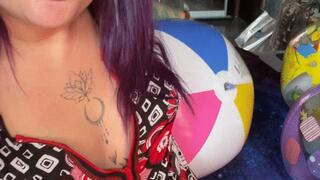girl in room deflate beachballs