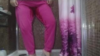 Pee wearing trousers