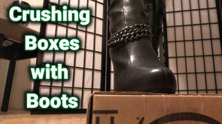 Beautiful Boots Crushing Boxes - Stomping - Crushing - Box Stomping - Leather Boots - Cardboard Box Crushing -