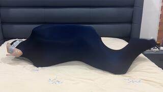 No Escape - Shoe Smothered & Nylon Encased Begging Slave Wrapped in Pantyhose Cocoon