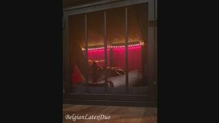 Latex Caged Slave: Leashed Out, Frame Restraints & Hooded Finale - Part 1