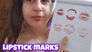 Red Lipstick Marks on Paper - Lipstick Kisses & Tease Close Up