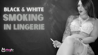 Black and white smoking in lingerie