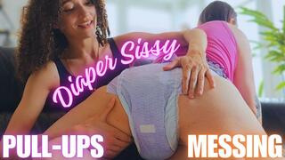 Diaper Sissy Fills Her Pull-Up and Cums