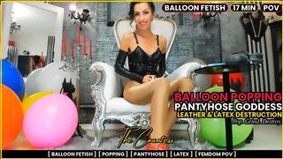 BALLOON POPPING — Pantyhose Goddess Leather & Latex Destruction | The Countess