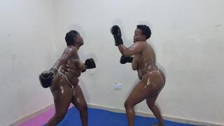 OILED TEMPTATION TRIBBING, BOXING & TITFIGHT SHOWDOWN WITH SEXY SKIN SWEAT AND UNAWARE KISSES