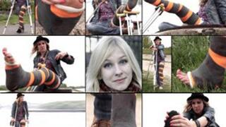 Beatrice Term LLC Crutching Down by the Lake & Casted Foot Show (in HD 1920X1080)