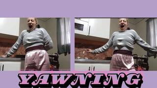 I just woke up yawning