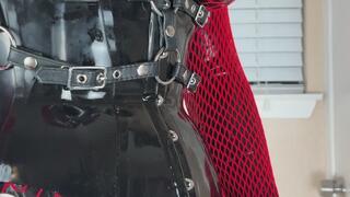 Red Rubberdoll Pumps Her Vibrating Latex Sheath