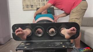 Cassie Page in the Tickling Stocks Tickled on Her Feet and Body Pt3
