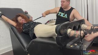 Ginary Howling and Laughs in the Tickling Chair While Her Feet, Armpits, and Thighs are Tickled in the Stocks Pt2