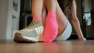 Sniff My Sweaty Pink Socks - Sneakers Off & Close Up Sock Tease