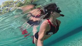 Carissa in the public spring in the pirate bikini deep dive adventures