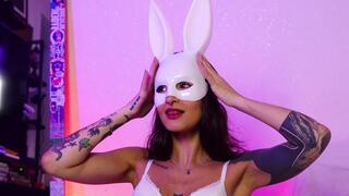 Bunny plays with her plug tail + dildo