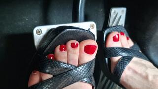 Pedal Pumping Black Sandal Heels