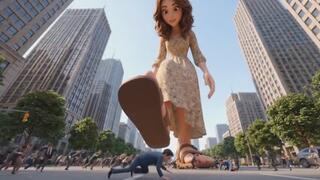 Unaware Giantess Emma stepping over tinies (3D animation)
