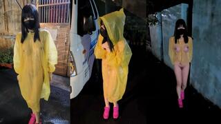 Transparent Raincoat Cut Open for Maximum Exposure