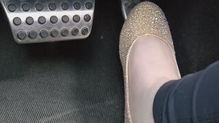 I go on a quick drive in my Hellcat in my sparkly gold flats!!!
