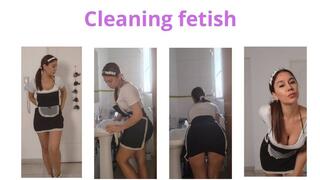 Flirty Cleaning Routine – Bathroom Cleanup in a Cute Skirt