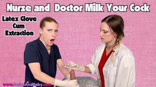 Sweet Nurse and Domme Doctor Milk Your Cock with Latex Gloves - Cum Extraction - Medical Play - POV - Surgical Gloves - Cum Draining - Cum Begging - Cum for Me Double Handjob Cumshot
