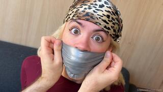 CAUGHT After Coachella?! Nani Gets Her Mouth PACKED and TIGHTLY Tape Gagged Mid-Dancing! (4K) - tape bondage, topless, mouth stuffed, struggling