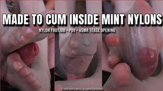 Edged and Drained Inside Sheer Mint Nylons | Foot Tease + Nylon Insertion Footjob