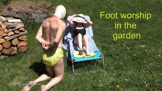Lady Nymphodora - Foot worship in the garden