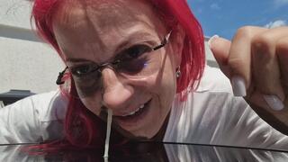MESSY YELLOW SNOT PLAY – I COVER MY FACE & TABLE WITH THICK MUCUS & SHOW EVERY STRING